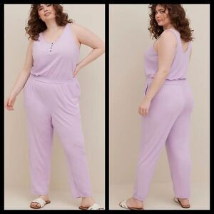 3X 22W 24W Torrid Purple Jumpsuit Romper One piece Terrycloth Lounge Cover Up Sw